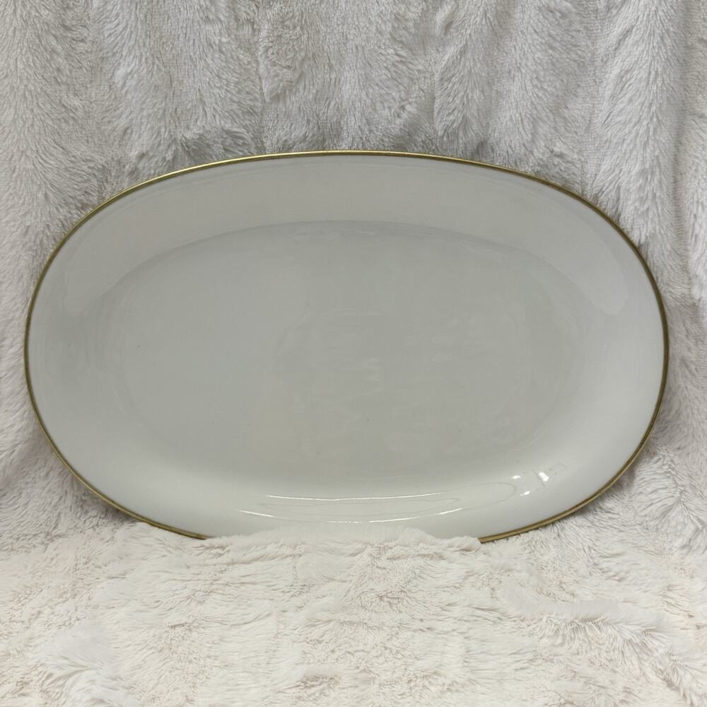 Eschenbach Bavaria Elfenbein Ivory Porcelain SERVING PLATTER Gold Trim 14"